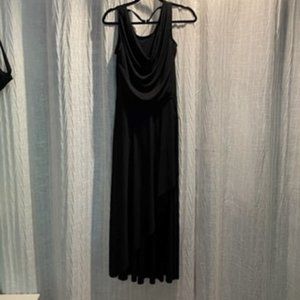 Weissman Women's Long Black Cowl Neck Dress with Hair Piece